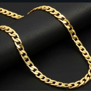 18 inches 14 K Solid Gold plated Chain width 7mm size women's or men